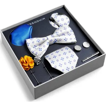 Dárková krabička Dárková krabička s doplňky k obleku | Béžová a modrá sada s květinovým vzorem - Trendhim