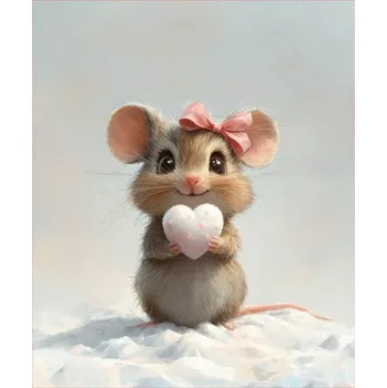 Teplákovina Takoy PANEL 50x60 myška s mašlí a srdcem