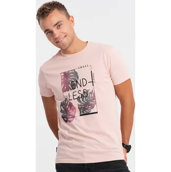 Pánské tričko Pánské tričko s potiskem - světle růžové V2 OM-TSPT-0131 - L