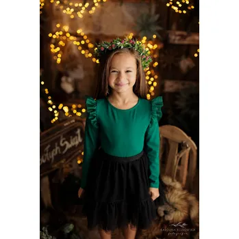 Dívčí tričko Dívčí zelená blůzka Lily Grey s ozdobnými síťovanými rukávy 116 / 6 let