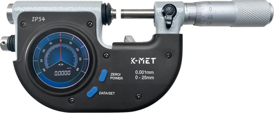 Digitální Pasametr (mikropasametr) s Bluetooth 0,0002 mm, 0-25 mm, IP54 K-MET (7126-95-025)