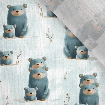 Takoy plenkový bambusový mušelín 3 medvídci bílá metráž