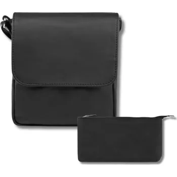 Abruzzo Dárková sada: Dámská kožená taška přes rameno a kosmetická taška Abruzzo; černá