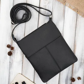 Kabelka Abruzzo Dámská kabelka přes rameno z lovecké kůže Abruzzo; černá