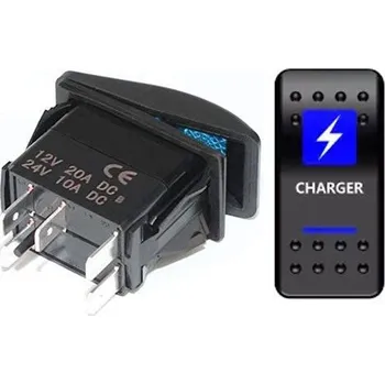 Vypínač kolébkový A11625ABL-J99 ON-OFF 2p.12VDC/20A modrý, prosvětlen