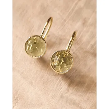 Náušnice Vltavín Moldavite Zlaté náušnice s vltavínem - kulaté
