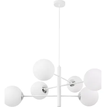 Závěsné svítidlo Florence, 6x bílé skleněné stínítko, W/CH