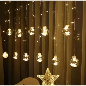 Vánoční dekorace USB Světelný závěs koule 108 LED - teplá bílá