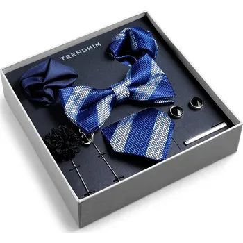 Dárková krabička Dárková krabička s&nbsp;doplňky k&nbsp;obleku | Pruhovaná sada stříbrné barvy - Trendhim