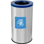 Koš na tříděný odpad EKO, objem 75 l, z nerezi, víko modré (papír)
