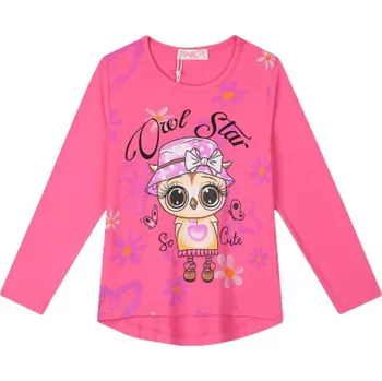 Dívčí tričko DÍVČÍ TRIČKO tm.růžové Kugo HC9356 (Dívčí tričko dlouhý rukáv)