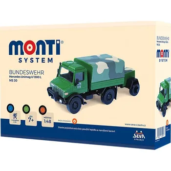 autíčko Mercedes Unimog U 1300 L Bundeswehr - stavebnice 1:48 - Monti System Mercedes-Benz Unimog U1300L Bundeswehr - Model KIT