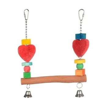 Hračka pro ptáka Dřevěná houpačka pro exoty se zvonky