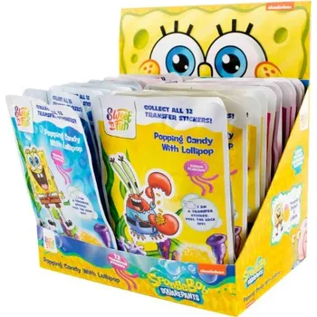 Bonbon Sponge Bob popping candy - lízátko s práskacím práškem a velkou samolepkou 15g