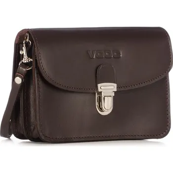 Kabelka VOOC Prémiové kožené etue na opasek s popruhem Vintage VOOC; hnědá