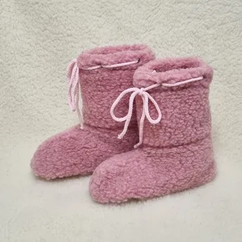 Dámské pantofle Merino Televizní bačkory z ovčí vlny se šňůrkou - růžové Velikost boty: 34-35