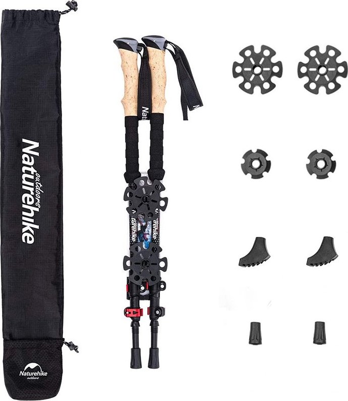 Naturehike karbonové trekové hole DS03 pár 400g - černo/červené
