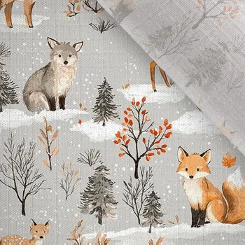 Plenkový bambusový mušelín Takoy zvířátka šedý les