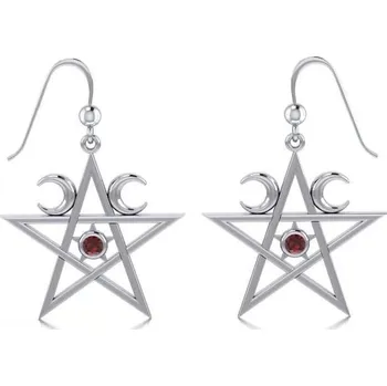 Náušnice Stříbrné náušnice s pentagramem a granátem
