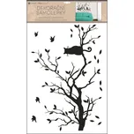 Anděl Samolepka na zeď černá větev s kočkou 42 x 60 cm 15501