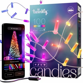 Vánoční dekorace Twinkly Candies LED osvětlení vánočního stromu TWKC100RGB-T 6 M tvar svíčky