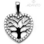 Zlatý přívěsek strom života v srdíčku se zirkony z bílého zlata