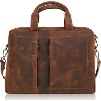 Paolo Peruzzi Kožená taška přes rameno na notebook do práce Paolo Peruzzi; hnědá