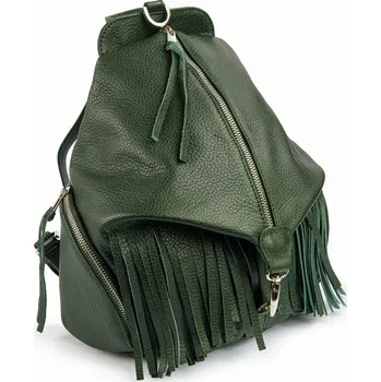 Městský batoh Batoh VOOC v boho stylu, pravá kůže; zelená