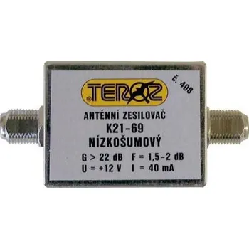 Příjem digitálního pozemního vysílání Anténní zesilovač TEROZ 408X, UHF, G22dB, F1,5dB,