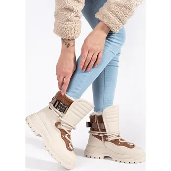 Dámská zimní obuv Moderní hnědé dámské sněhule platforma 41