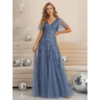 Dámské šaty Dámské společenské šaty světle modré Ever Pretty 0736 Velikost: XXXL / 46 / 14 / 18