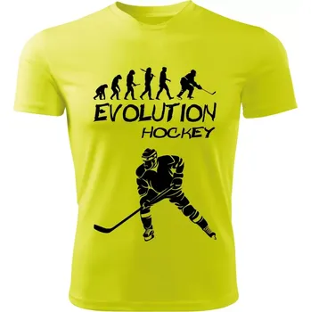 HOKEJ tričko Evolution limetkové XXL (pánské tričko EVOLUTION sportovní HOCKEY)
