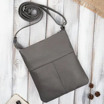 Kabelka Abruzzo Dámská kabelka přes rameno z lovecké kůže Abruzzo; šedá