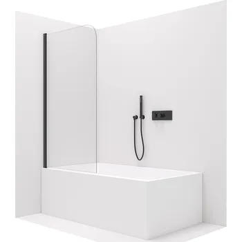 Vanová zástěna CERANO - Vanová zástěna jednodílná Chiara L/P - černá/transparentní sklo - 100x140 cm