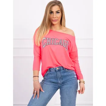 Dámské tričko Neonově-růžové tričko s potiskem CHICAGO 9345, VELIKOST UNI ( S, M , L )