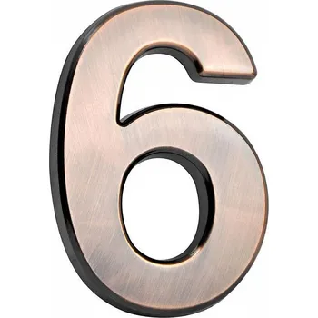 Domovní cedule Domovní číslo "6" MagicHome, s lepící páskou, bronzové, 70x100 mm, ABS