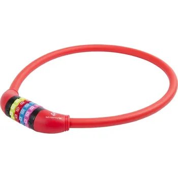 Zámek na kolo zámek M-Wave 12x650mm kódový Security silicon červený
