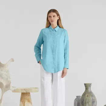 Dámská halenka Linen Tales Lněná košile Tales Closet Sky Blue Lněná Azalka Velikost: M