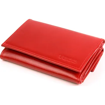 Peněženka VOOC Menší skládací kožená dámská peněženka z pravé kůže; červená