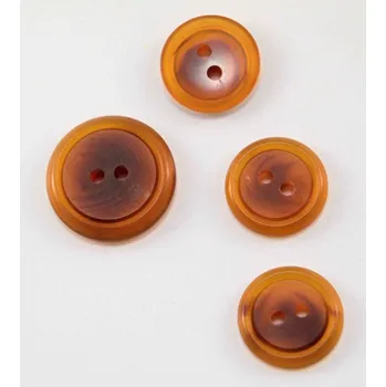 Knoflík Dírkový knoflík - průsvitná skořicová melír - průměr 1,7 cm