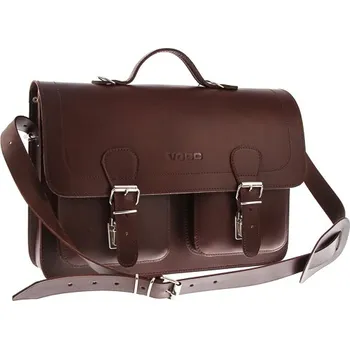 Pánská aktovka VOOC Velká kožená klasická aktovka/taška Vintage VOOC; hnědá