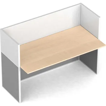 Psací stůl B2B Partner Rovný kancelářský psací stůl PRIMO s paravany, magnetická tabule, 1 místo, šedá/bříza