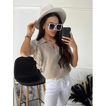 Dámská madeirová halenka hnědá, VELIKOST UNI ( XS, S, M )