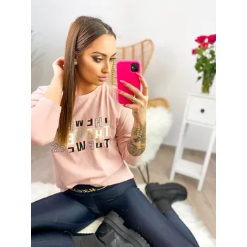 Dámské tričko Dámský pohodlný top s nápisem v pudrové barvě, VELIKOST UNI ( S, M , L )