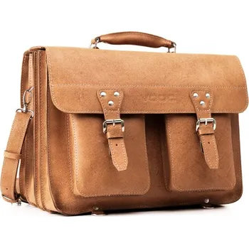 Pánská aktovka VOOC Velká pracovní taška z kůže; velbloud