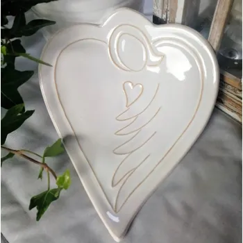 Keramická miska andělské srdce se srdíčkem Motiv: S bílým srdíčkem