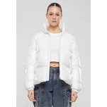 Ladies Recycled Short Shiny Puffer Jacket - white XXL