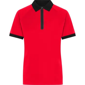 Dámské polo se zipem JN 1307 light red-black XS