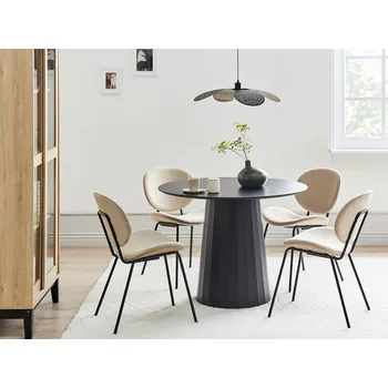 Jídelní stůl Jídelní stůl černý MDF ocelový rám ø 100 cm kulatý moderní skandinávský styl Beliani