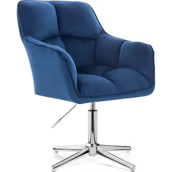 Barová židle LuxuryForm DESIGN Křeslo AMALFI VELUR na stříbrném kříži - modré